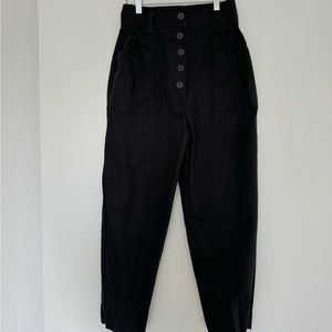 Maje Black Cotton Pantaloon Tapered Trousers